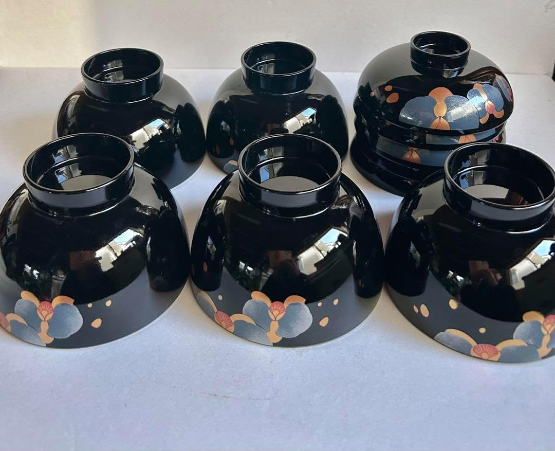 緑吸物碗 青地 盃 蒔絵 大根 カブ 6ケ 小傷1ケ 明治頃 漆器 緑